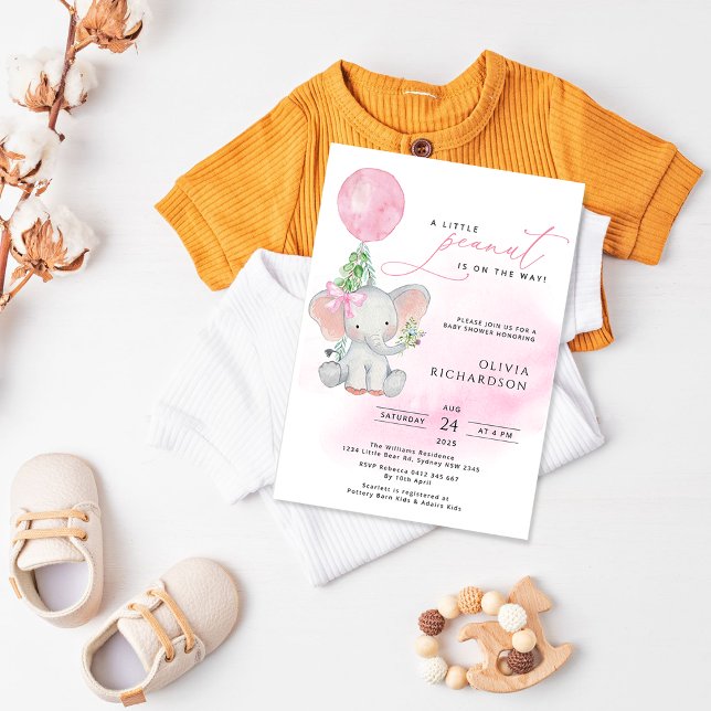 Invitation Baby shower à ballons pour fille Elépha (Créateur téléchargé)