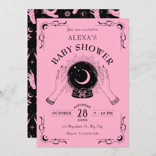 Invitation Baby shower à bille en cristal de lune rose noire