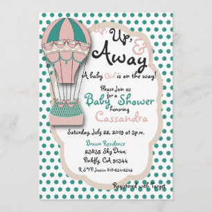 Invitation Baby shower à bulle à air chaud Coral & Mint
