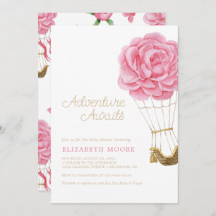 Invitation Baby shower à bulle à air chaud floral Peony  