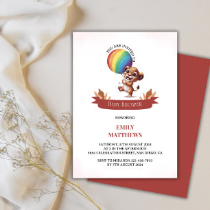 Invitation Baby shower à bulle Lion Cub Aquarelle simple