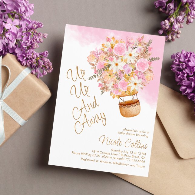 Invitation Baby shower à bulles florales roses (Créateur téléchargé)