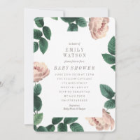 Invitation Baby shower à cadre de fleurs rose et b