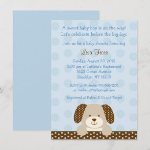 Invitation Baby shower à chiot bleu