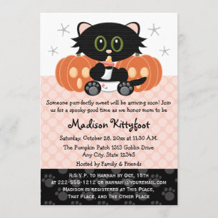 Invitation Baby shower à couche rose de chats noirs d'Hallowe