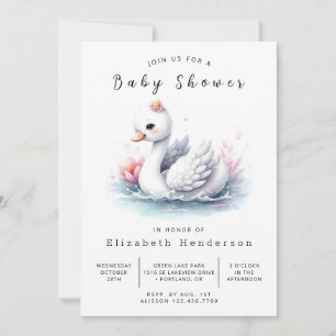 Invitation Baby shower à cygne chic et imprimable