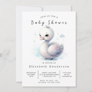 Invitation Baby shower à cygne chic et imprimable