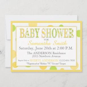 Invitation Baby shower à deux bébés Lemon Lime Dots