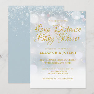 Invitation Baby Shower à Distance en Hiver par Courrier