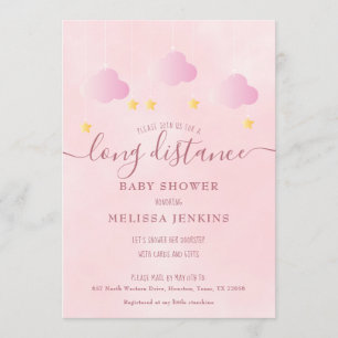 Invitation Baby Shower à Distance Par Fille Rose Par Courrier