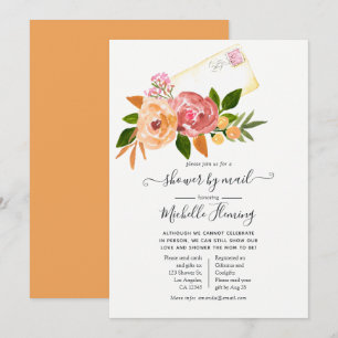 Invitation Baby Shower à distance par la Poste avec aquarelle