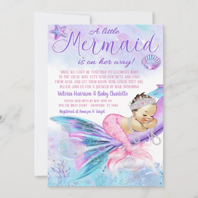 Invitation Baby Shower à distance pour fille par la poste (Devant)