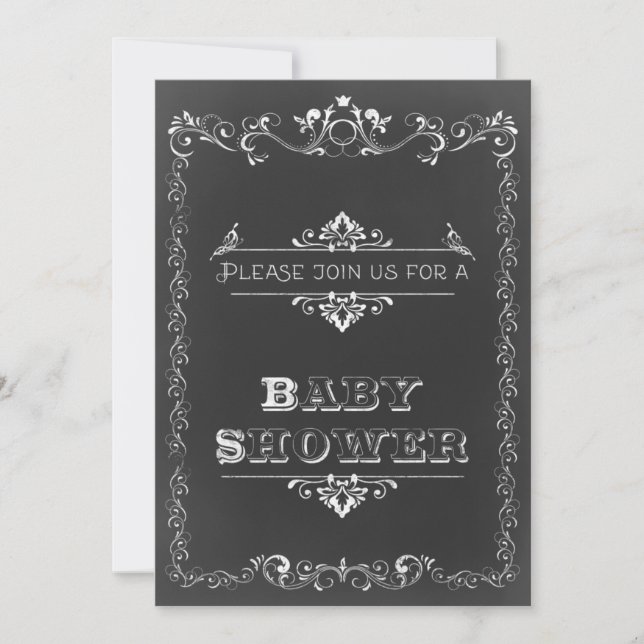 Invitation Baby shower à double face du tableau de bord Vinta (Devant)