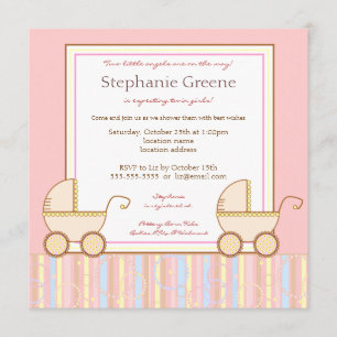 Invitation Baby shower à double portage pour fille
