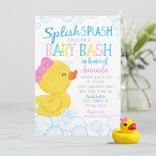 Invitation Baby shower à éclaboussure de canard en caoutchouc