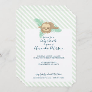 Invitation Baby shower à fentes pour bébé vert et blanc