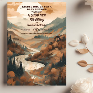 Invitation Baby shower À feuillage persistant Rustic Mountain