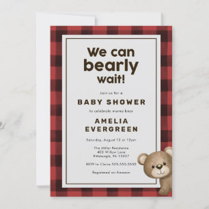 Invitation Baby shower à flanelle d'ours et de bûcherons