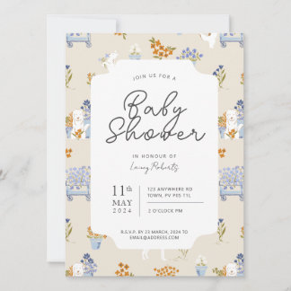 Invitation Baby shower à fleurs de Chien à Chien à Chien à Ch