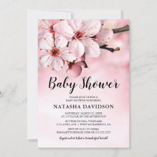 Invitation Baby shower à fleurs rose