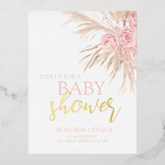 Invitation Baby shower à fleurs rose Pastel