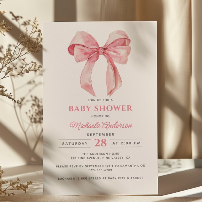 Invitation Baby shower à fond d'aquarelle minimaliste Coquett (Créateur téléchargé)