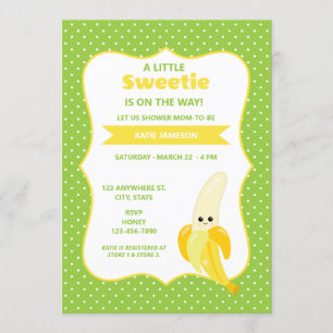 Invitation Baby shower à la banane fine Little Sweetie