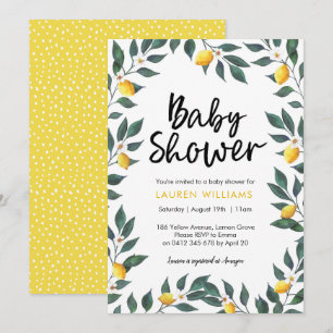 Invitation Baby shower à la feuille de citron