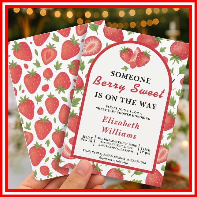 Invitation Baby Shower à la Fraise Sucrée | Myrtille  (Créateur téléchargé)