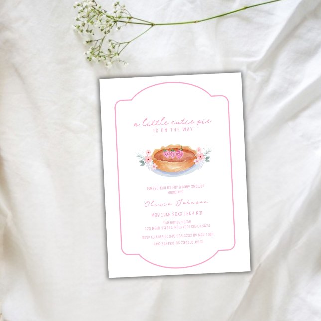 Invitation Baby shower à la framboise à pâte sucrée (Sweet Cutie Pie Raspberry Flower Baby Shower Invitation)