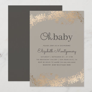Invitation Baby shower à la mode de la poussière de Greige et
