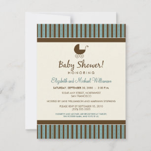 Invitation Baby shower à la mode Stripes (bleu/mar