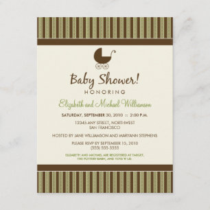 Invitation Baby shower à la mode Stripes (chaux/br