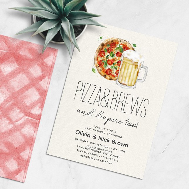 Invitation Baby shower à la pizza et à la bière Décontracté C (Créateur téléchargé)