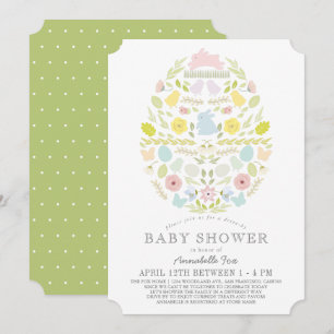 Invitation Baby shower à la promenade de l'oeuf de Pâques flo