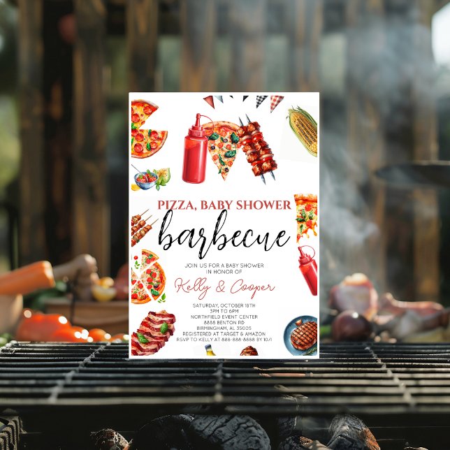 Invitation baby shower à la sauce pizza bbq (Créateur téléchargé)