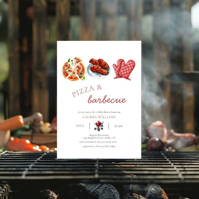 Invitation baby shower à la sauce pizza bbq (Créateur téléchargé)