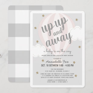 Invitation Baby shower à l'air chaud à ballon rose