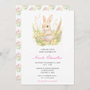 Invitation Baby shower à lapin de printemps