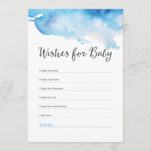 Invitation Baby shower à l'aquarelle bleu Voeux pour bébé