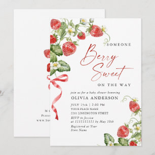 Invitation Baby shower à l'aquarelle tendance Meadow Strawber