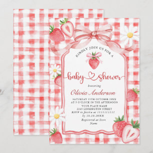 Invitation Baby shower à l'aquarelle tendance Meadow Strawber