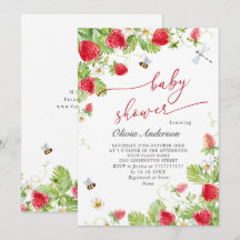 Baby shower à l'aquarelle tendance Meadow Strawber