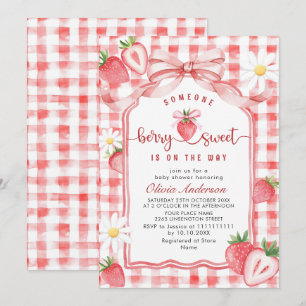 Invitation Baby shower à l'aquarelle tendance Meadow Strawber