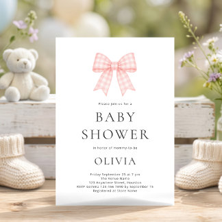 Invitation Baby Shower à l'Arcasse Rose à Carreaux