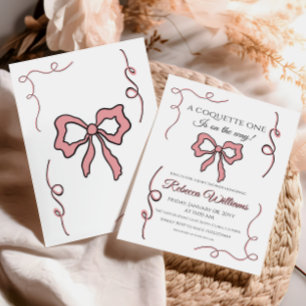 Invitation Baby shower à mâchoires roses Coquette à main rétr