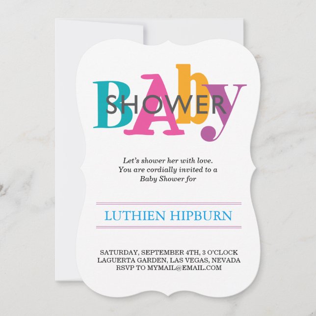 Invitation baby shower à motifs et couleurs (Devant)