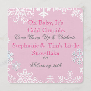 Invitation Baby shower à neige rose