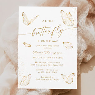 Invitation Baby shower à papillon blanc