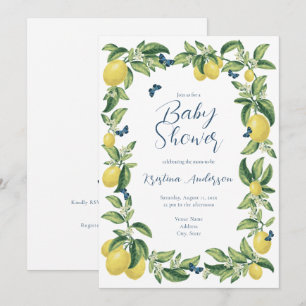 Invitation Baby shower à papillon Citrus bleu et citron